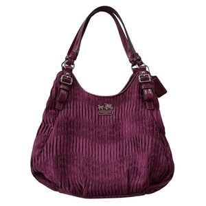 Coach Madison Maggie 18886 Berry Purple Gathered Purse Pleated Hobo Shoulder Bag